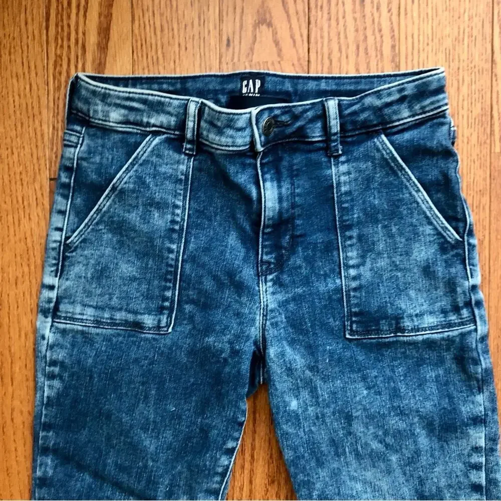Gap Kids Stretch High Rise Denim Blue Pockets Jegging Girl’s Size 16